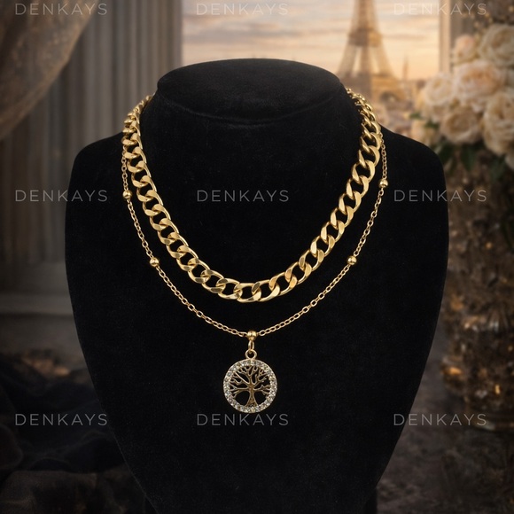 Jewelry - Elegant Gold Circle Pendant Necklace